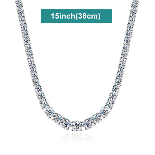 D Color Moissanite Tennis Necklace 925 Sterling Sliver Plated 18K Gold Necklace for Woman Man Hiphop Party Jewelry