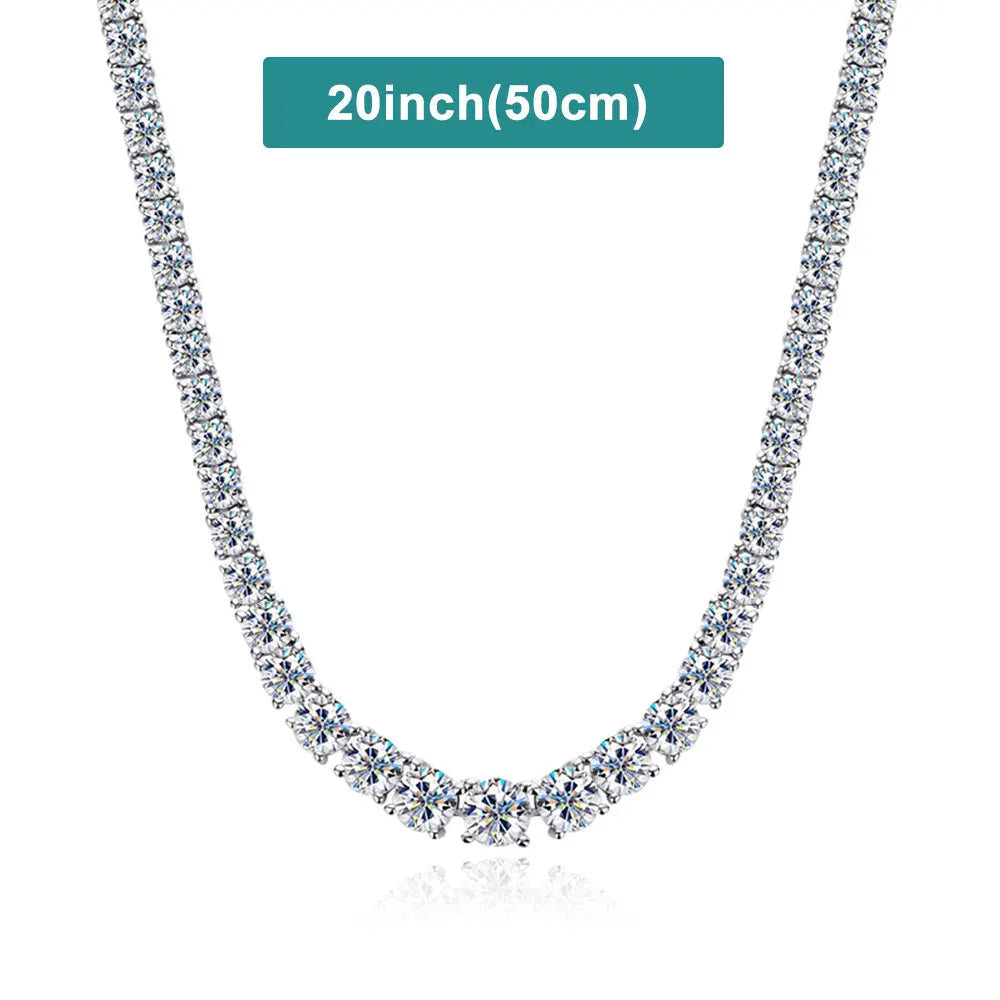 D Color Moissanite Tennis Necklace 925 Sterling Sliver Plated 18K Gold Necklace for Woman Man Hiphop Party Jewelry