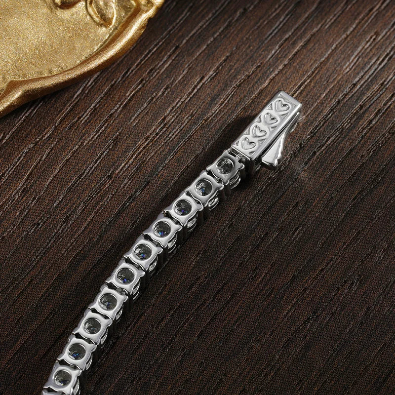 D Color Moissanite Tennis Necklace 925 Sterling Sliver Plated 18K Gold Necklace for Woman Man Hiphop Party Jewelry