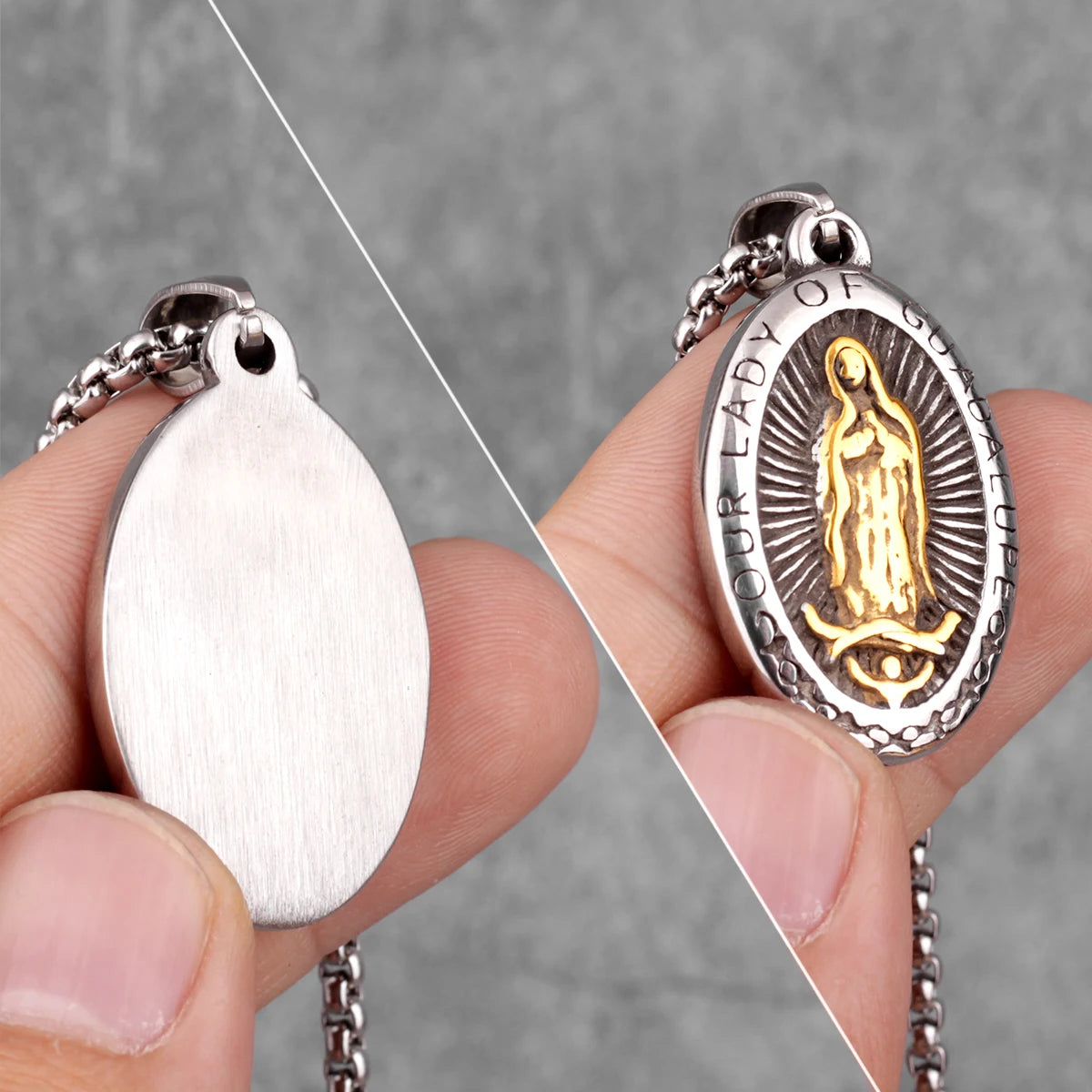 Our Lady of Guadeloupe Stainless Steel Men Necklaces Pendants Chain Punk for Boyfriend Male Jewelry Creativity Gift Wholesale