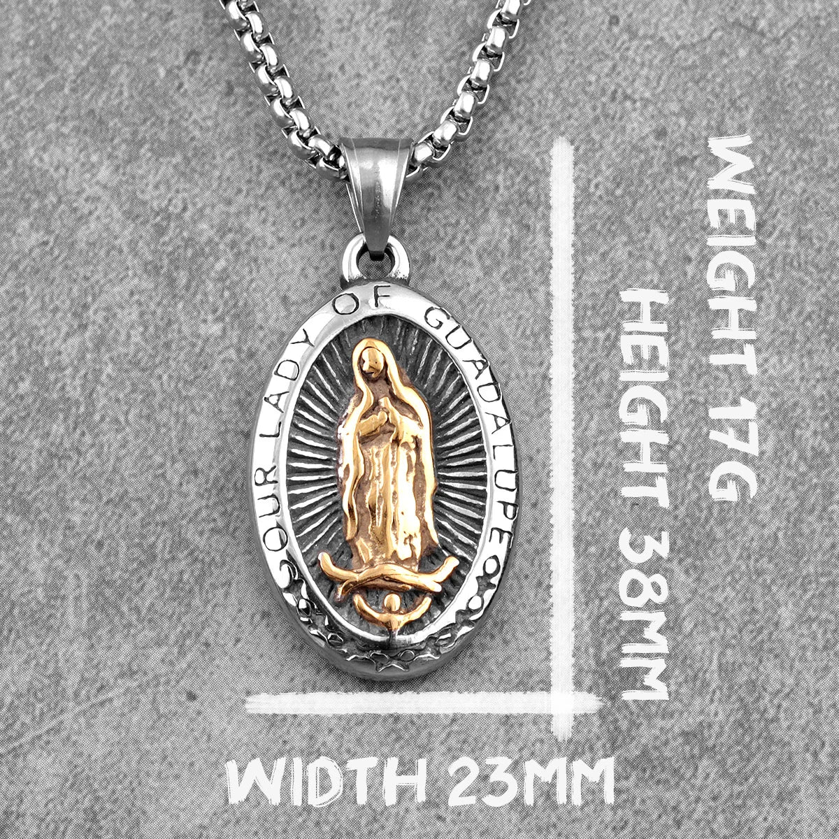 Our Lady of Guadeloupe Stainless Steel Men Necklaces Pendants Chain Punk for Boyfriend Male Jewelry Creativity Gift Wholesale
