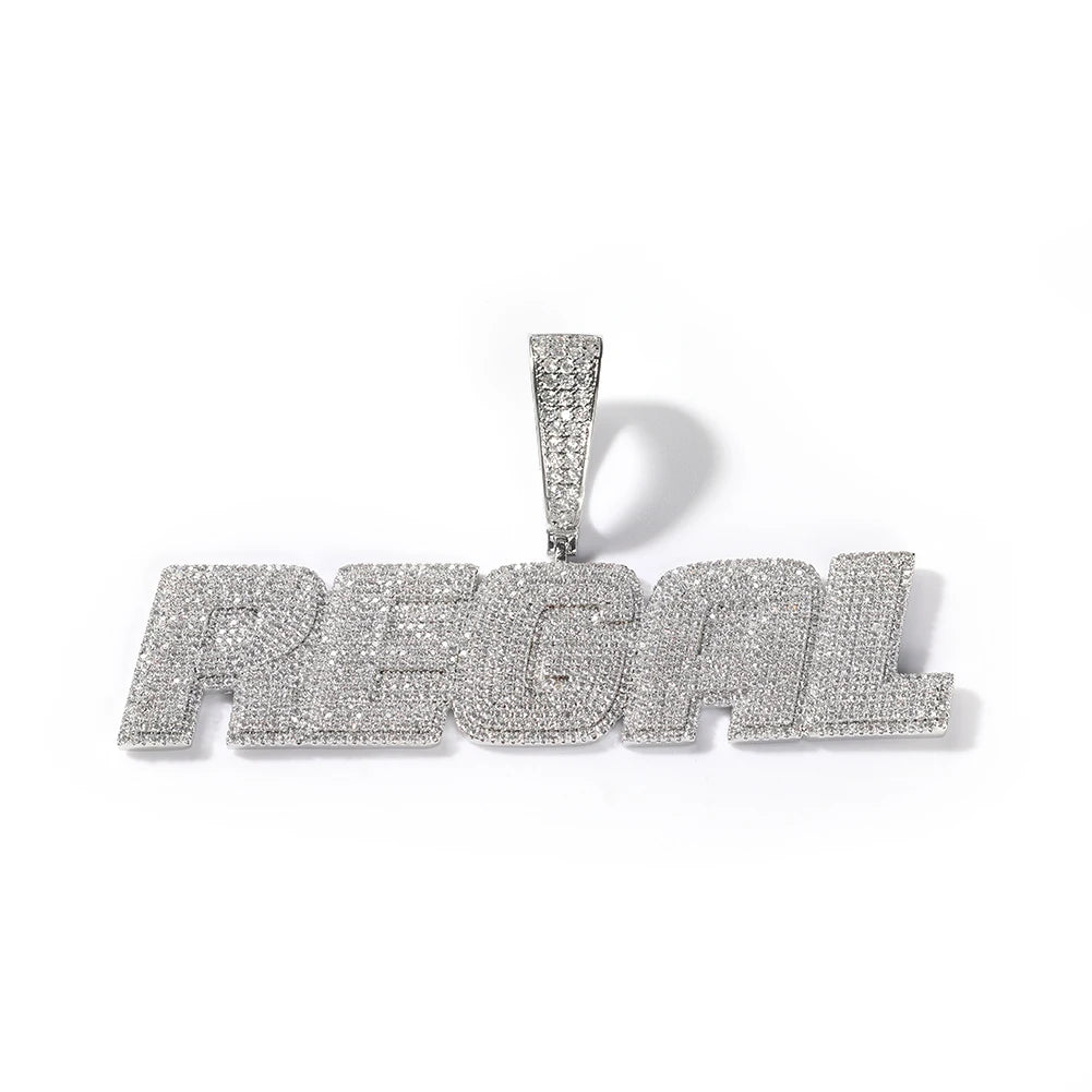 Custom Initial Letter Pendant Full Iced Out Cubic Zirconia with 12Mm Baguettecz Chain Necklace Hiphop Jewelry