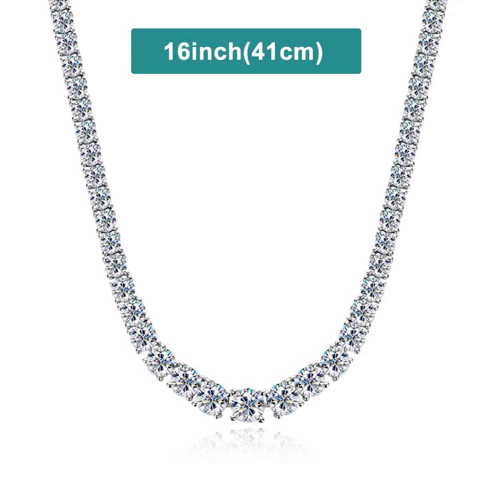 D Color Moissanite Tennis Necklace 925 Sterling Sliver Plated 18K Gold Necklace for Woman Man Hiphop Party Jewelry